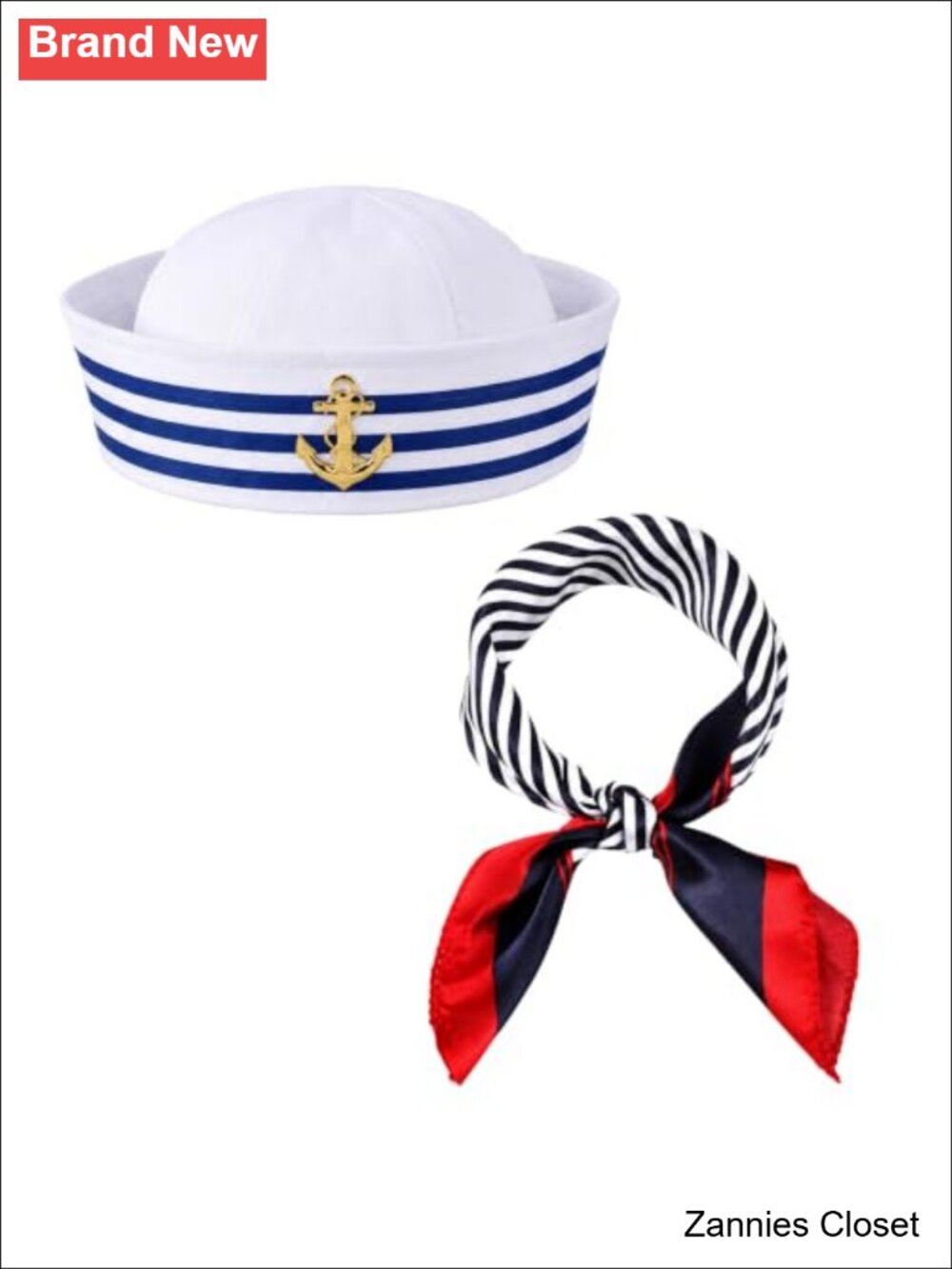 👻 Sailor Hat Scarf Set Nautical Yacht Captain Costume Accessory for Halloween
